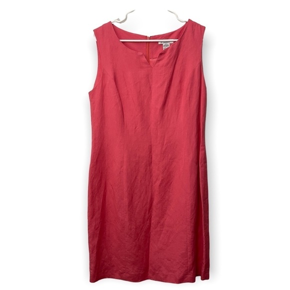 Savannah Linen Blend Sheath Dress | Coral | Size 12 - Picture 1 of 6